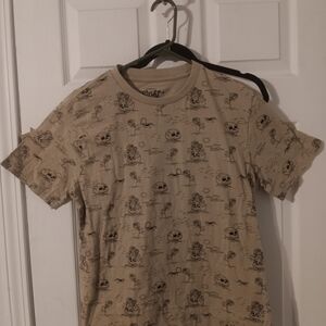 Eighty Eight Tan Graphic Tee Skulls And Roses